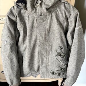 SESSIONS Heathered Gray/Olive Ski Jacket with Floral Design